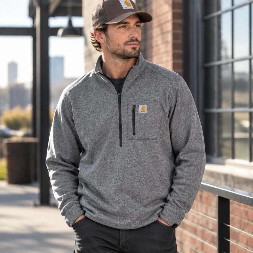 Carhartt Force Extremes Mock Neck Half Zip Sweatshirt Grey